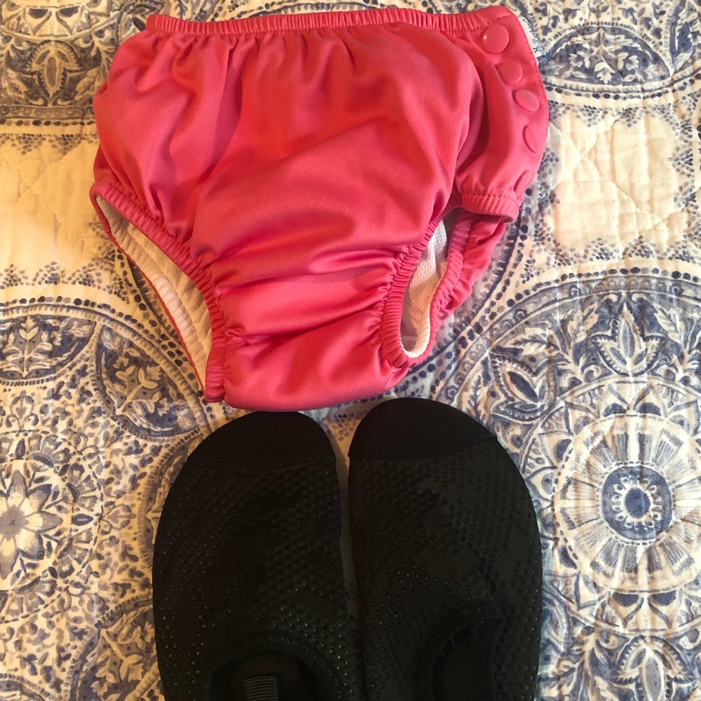 Toddler Girl Reusable swim diaper and water shoes